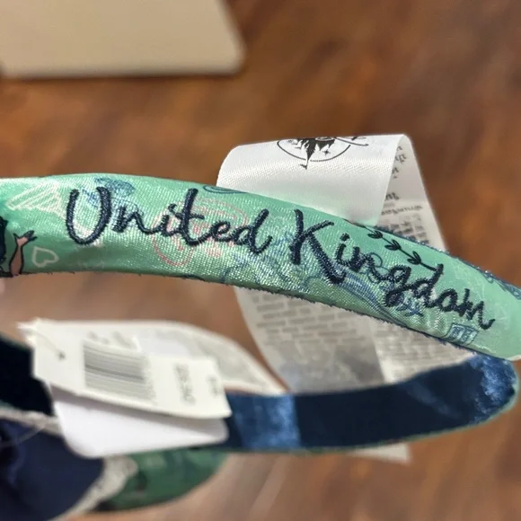 Alice in Wonderland Satin Disney Mouse Ears - Mint Green with Navy Bow - Picture 3 of 4